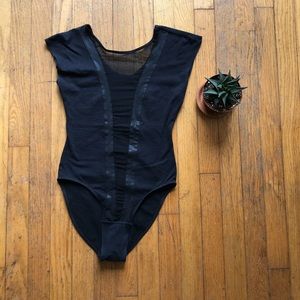 American Apparel mesh bodysuit black